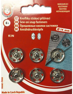 Botões de pressão de metal 14 mm - Prata
