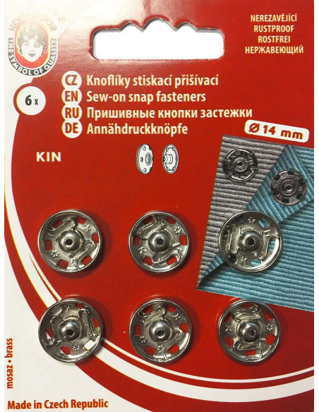 Botões de pressão de metal 14 mm - Prata