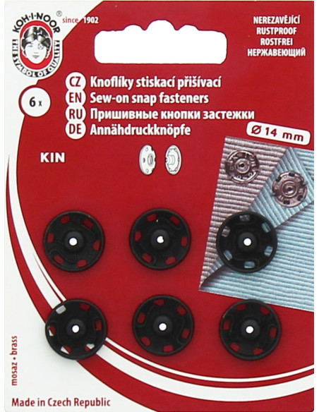 Botões de pressão de metal 14 mm - Preto