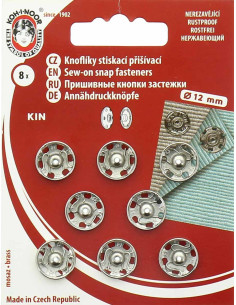 Botões de pressão de metal 12 mm - Prata