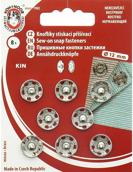 Botões de pressão de metal 12 mm - Prata