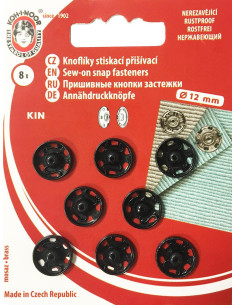 Botões de pressão de metal 12 mm - Preto
