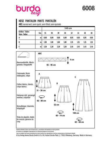 Molde de calça - Burda 6008