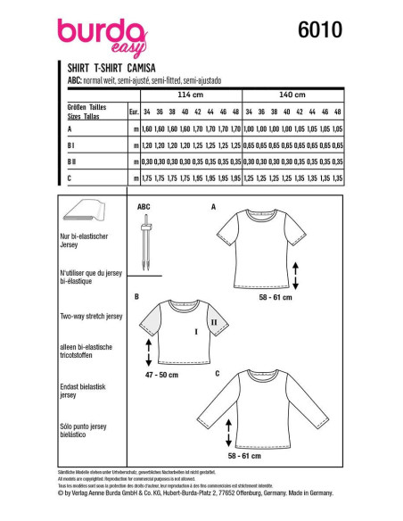 Molde de T-shirt - Burda 6010