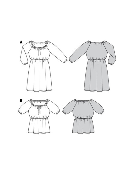 Molde de vestido e blusa - Burda 6016