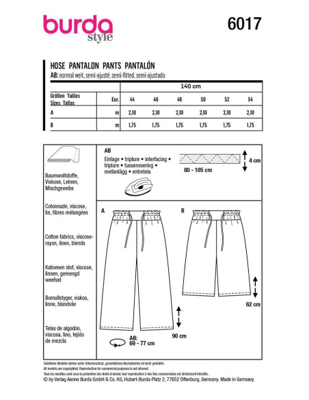Molde de calça - Burda 6017
