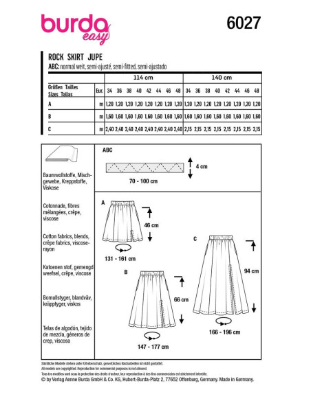 Molde de saia - Burda 6027