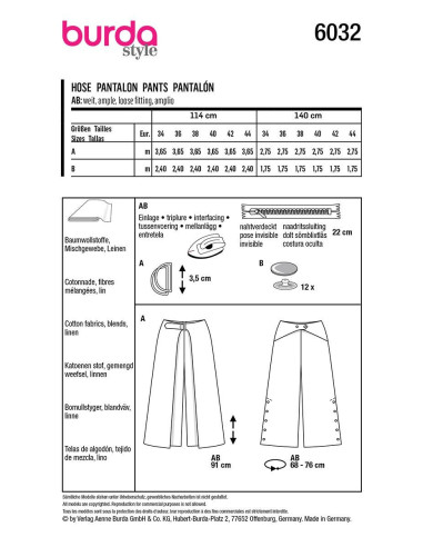 Molde de calça - Burda 6032