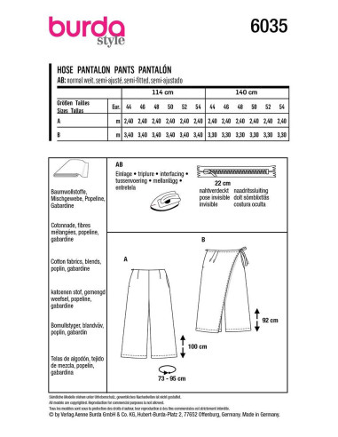 Molde de calça - Burda 6035