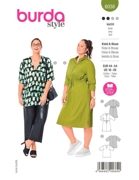 Molde de vestido e blusa - Burda 6038