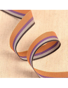 Fita de sarja listrada - Laranja e roxo