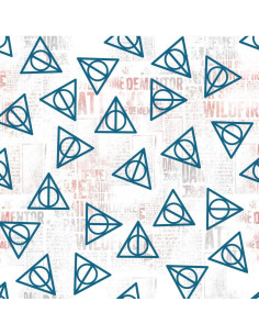 Tecido de algodão - Harry Potter as relíquias da morte branco e azul