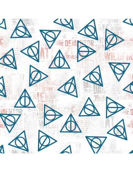 Tecido de algodão - Harry Potter as relíquias da morte branco e azul
