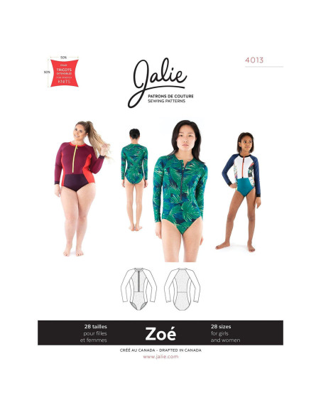 Padrão de camisa com zíper de mangas compridas Zoé - Jalie 4013