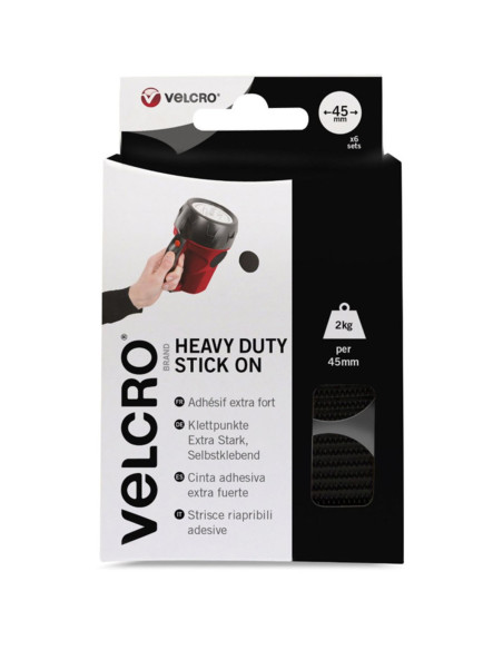 Pastilhas autoadesivas de fixação extrema VELCRO® Brand 45mm x 6 Preto