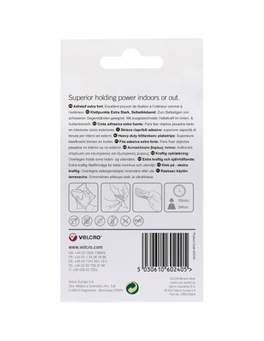 VELCRO® Brand Tiras autoadesivas de fixação extrema 50mm x 100mm x 2 Branco