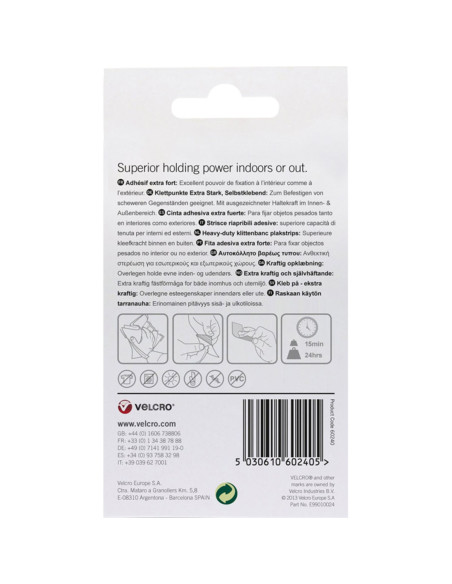VELCRO® Brand Tiras autoadesivas de fixação extrema 50mm x 100mm x 2 Branco