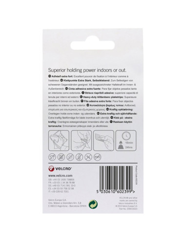 VELCRO® Brand Tiras autoadesivas de fixação extrema 50mm x 100mm x 2 Preto