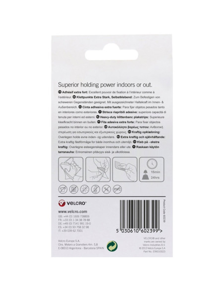 VELCRO® Brand Tiras autoadesivas de fixação extrema 50mm x 100mm x 2 Preto