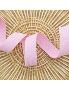 Fita de poliéster lurex com aparência de algodão - Rosa bebê e prata