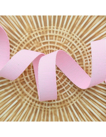 Fita de poliéster lurex com aparência de algodão - Rosa bebê e prata