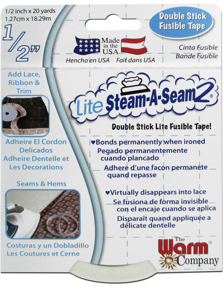 Fita adesiva dupla face Lite Steam-A-Seam2 - 1,27 cm x 18,29 m