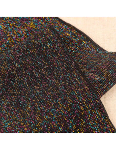 Punhos e cintura em malha canelada - Preto e multicolorido