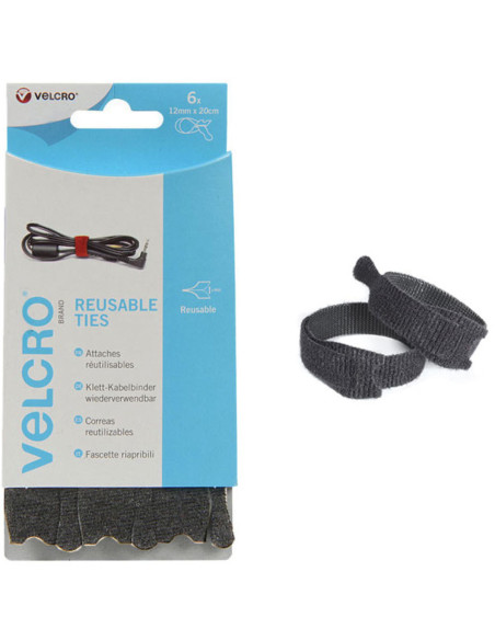 VELCRO® ONE-WRAP® Fitas de fixação 12mm x 20cm x 6 preto