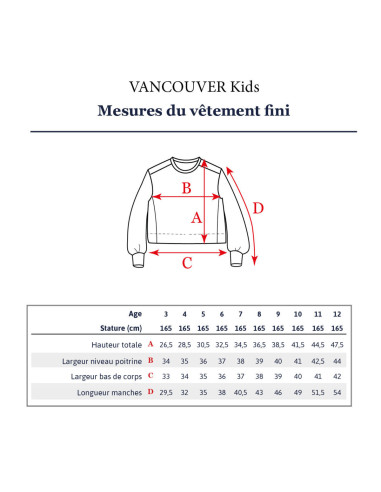 Padrão de sweatshirt curta Vancouver kids - Ikatee