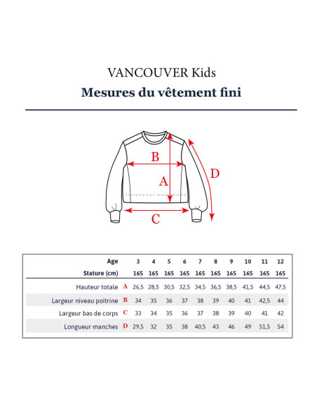 Padrão de sweatshirt curta Vancouver kids - Ikatee