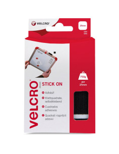 VELCRO® Brand Quadrados autoadesivos 25mm x 24 preto