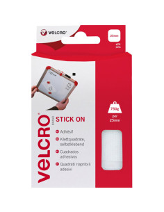 VELCRO® Brand Quadrados autoadesivos 25mm x 24 branco