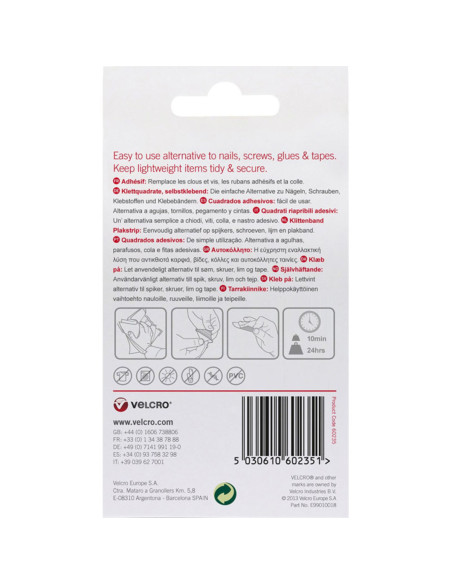 VELCRO® Brand Quadrados autoadesivos 25mm x 24 branco