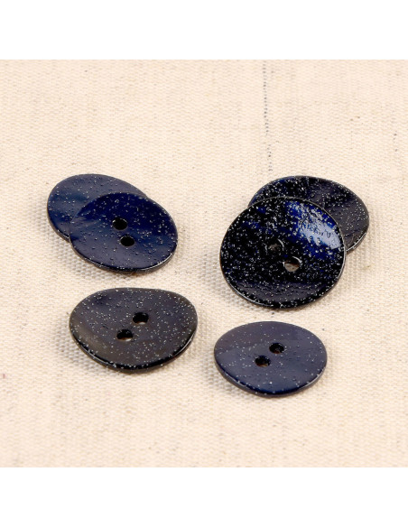 Botão de madrepérola com glitter - Azul marinho