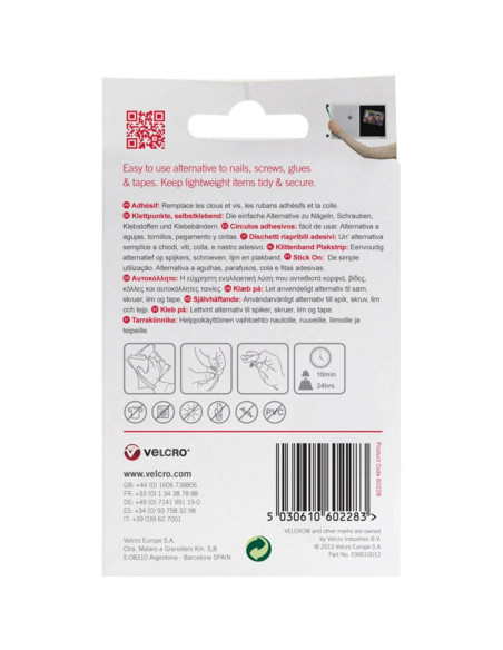 Pastilhas adesivas autocolantes VELCRO® Brand 16mm x 16mm preto