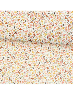 Tecido de voile de algodão floral - Violeta coral