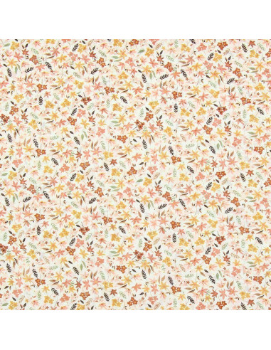 Tecido de voile de algodão floral - Violeta coral