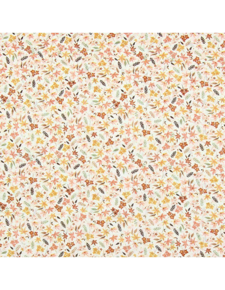 Tecido de voile de algodão floral - Violeta coral