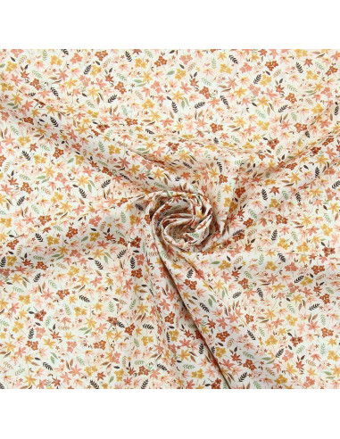 Tecido de voile de algodão floral - Violeta coral