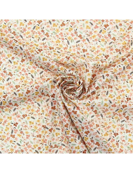 Tecido de voile de algodão floral - Violeta coral