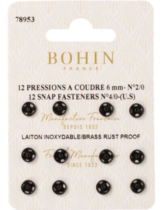 Botões de pressão para costura 6 mm Bohin - Preto