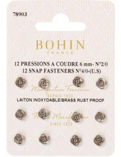 Botões de pressão para costura 6 mm Bohin - Prata