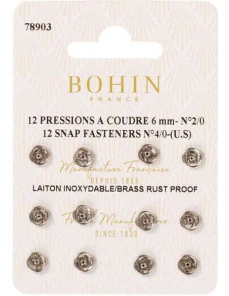 Botões de pressão para costura 6 mm Bohin - Prata