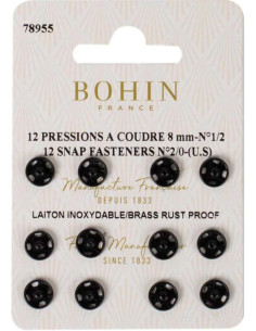 Botões de pressão para costura 8 mm Bohin - Preto