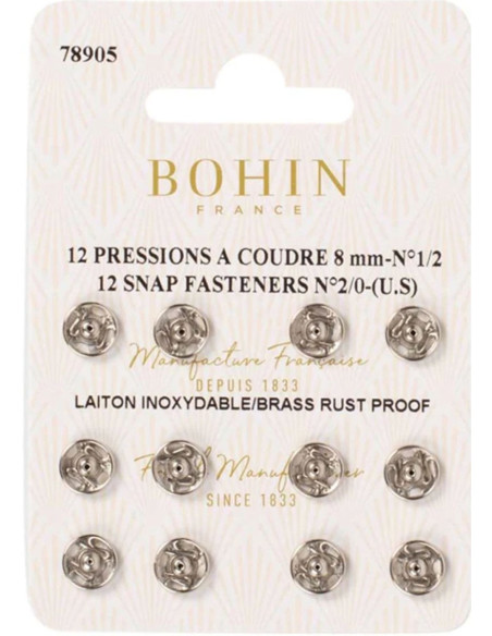 Botões de pressão para costura 8 mm Bohin - Prata