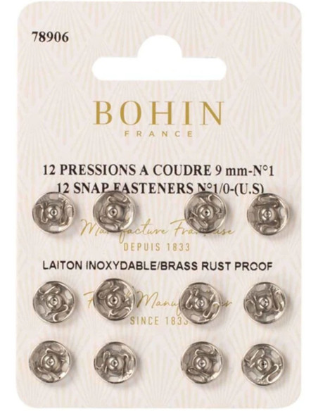 Botões de pressão para costura 9 mm Bohin - Prata