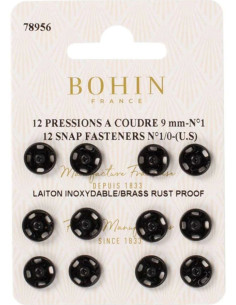 Botões de pressão para costura 9 mm Bohin - Preto