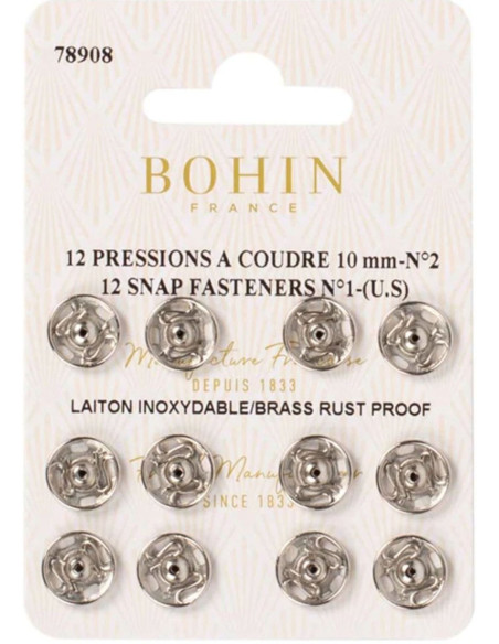 Botões de pressão para costura 10 mm Bohin - Prata