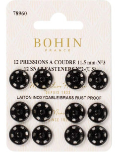 Botões de pressão para costura 11,5 mm Bohin - Preto