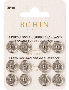 Botões de pressão para costura 11,5 mm Bohin - Prata